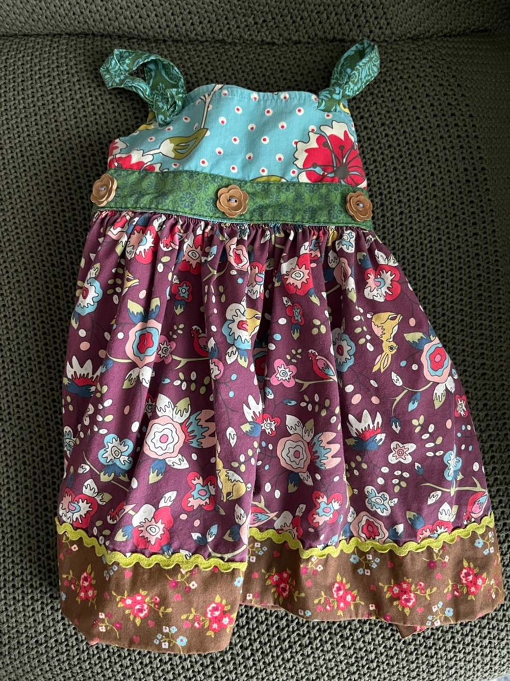 Matilda Jane Teal, Plum & Green Floral Tiered Dress